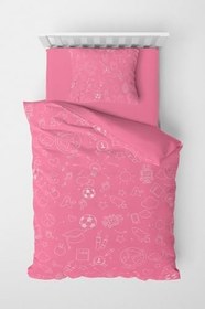 Resim MONOHOME Pink School Çocuk Nevresim Takımı 3D Pamuk Saten 160x220, monohome1948 