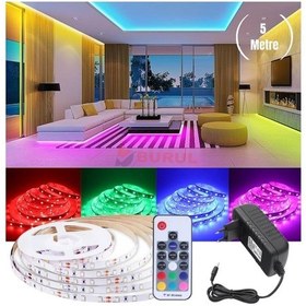 Resim 5 Metre 20 Renk Rf Kumandalı Renk Değiştiren Rgb Şerit Led Işık Seti Sb-6545 