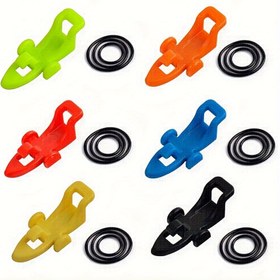 Resim 10'lu PVC saç tokası Bağlantılı Olta saç tokası Tutucuları, 3 Boyutlu Kauçuk Halka ile - Çok Renkli Güvenli Yem Tutucuları 