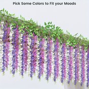 Resim 40 adet/10 adet Wisteria Asılı Çiçekler JACKYLED 182.88cm Yapay Beyaz Wisteria Kumaş Wisteria Çelenk Düğün Kemer Parti Bahçe Ev Dekorasyonu 