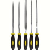 Resim Premium İğne Dosyası Seti - Yüksek Karbonlu Çelik Dosyalar, Ahşap, Plastik, Model, Mücevher, Müzik Aleti ve DIY Projeleri için Kesin Dosyalama için Kaymaz Ergonomik Tutamaklar ile - Artırılmış Kontrol ve Dayanıklılık için 6 Toplam Uzunluk 