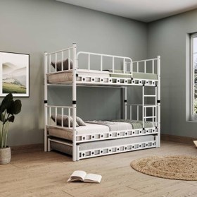 Resim Reyo Zambak Yavrulu Genç Çocuk Odası Metal Ranza ve Karyola 90x200 