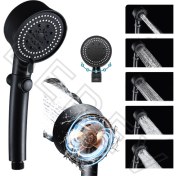 Resim Brkyapı Turbo Fan Pervaneli 5 Fonksiyonlu Star Stop Su Tasarruflu Duş Başlığı Pervaneli Turbo El Duşu Siyah 