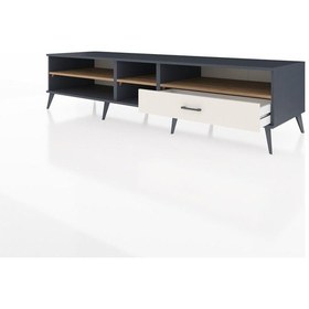 Resim Kronos Tv Ünitesi 3 Raflı Tek Çekmeceli 220x59x51 Antrasit-çam/aytaşı Atlas Çam/aytası - Antrasıt 