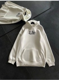 Resim Üç İplik Penye Uzun Kol Kapşonlu Baskılı Sweatshirt - Beyaz Karışık Çok Renkli 