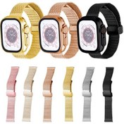 Resim Sones iOS Uyumlu Watch Serisi 8 41mm Manyetik Toka Balıksırtı Örgü Metal Watch Kordon 