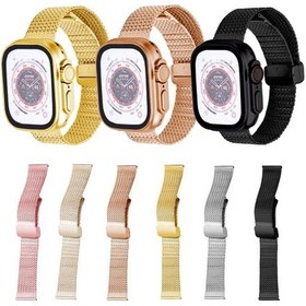 Resim Sones iOS Uyumlu Watch Se 2022 40mm Manyetik Toka Balıksırtı Örgü Metal Watch Kordon 