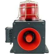 Resim MESAN Endüstriyel Işıklı Siren 43 Ses Kontaklı Alüminyum Gövde Kırmızı 