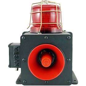 Resim MESAN Endüstriyel Işıklı Siren 43 Ses Kontaklı Alüminyum Gövde Kırmızı 