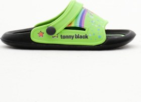 Resim Tonny Black Kız Çocuk Yeşil Poli Taban Gökkuşağı Desenli Terlik 
