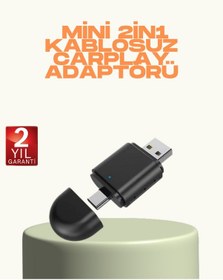 Resim Techmrt Kablosuz Carplay Ve Android Auto Adaptörü Usb-a & Type-c Girişli Akıllı Dönüştürücü 