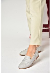 Resim Fox Shoess944007803 Gri Hakiki Deri Kadın Babet Gri 