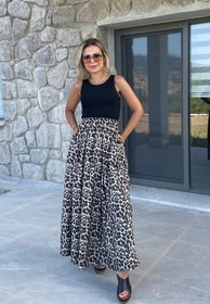 Resim Maxi Boy Kloş Etek Kahve - 38 / Bej 
