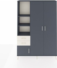 Resim Arges Dolap 5 Raflı 2 Çekmeceli Tek Askılı 132x30x195 Antrasit-antrasit/aytaşı Antrasıt/aytası 