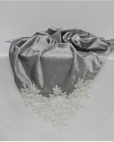 Resim Kadife Gri Nişan Bohçası Çeyizlik Köşe Aplikeli 95X95 Gri 