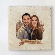 Resim Eminönü ve Aşkımız Karikatürlü Taş Bardak Altlığı 