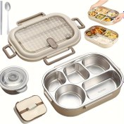 Resim 1500ml/2000ml kapasiteli 5 bölmeli, çorba kasesi, kaşık, çatal ve çanta dahil, dayanıklı ve kolay temizlenebilir, ofis veya okul için mükemmel, modern öğle yemeği kutusu | Dayanıklı öğle yemeği kutusu, öğle yemeği kutuları, bento öğle yemeği kutusu, gıda için termos, okul için öğle yemeği kutusu, tiffin öğle yemeği kutusu 