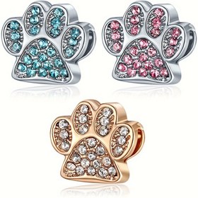 Resim 1 adet Avrupa ve Amerika Modası Gümüş Altın Çok Renkli El Sanatları Yaz Suya Kedi Pençesi Hayvan Pençesi Baskı Büyük Delik Boncuk Kolye Düğme Bileklik Düğme Dekorasyon Kolye Düğme Yaratıcı DIY Aksesuarları 