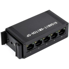 Resim Waveshare Endüstriyel 5p Gigabit Ethernet Anahtarı, Tam Çift Yönlü 10/100/1000m, Dın Ray Montajlı 