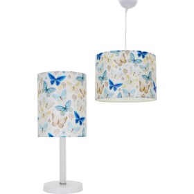 Resim Iki Parça Mavi Kelebekli Çocuk Odası Seti, Tavan ve Komodin Dahil 