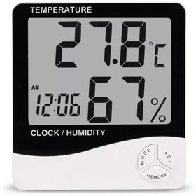 Resim LOVYCO Dijital Higrometre İç Mekan Termometresi, Ev Sıcaklık Nem Ölçer, Zaman ve Çalar Saat Özellikli 