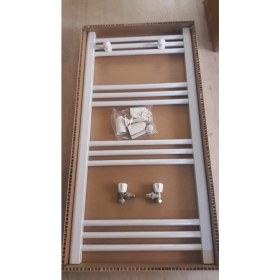 Resim Şimaş Havlupan 500 x 1000 Beyaz 14 Borulu Havlupan + 2 Adet Radyatör Vanası Beyaz 