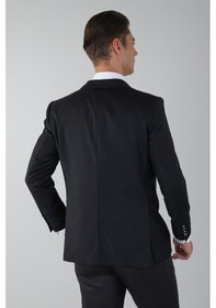 Resim Bisse Comfort Fit Siyah Dokuma Mono Yaka Çift Yırtmaçlı 4 Drop Yün Blazer Erkek Ceket Pck24knos002 D99 Siyah 