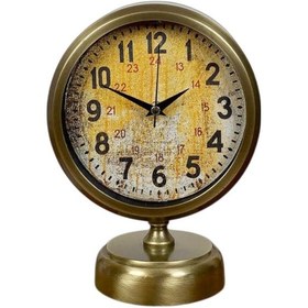 Resim Plentiful Antique Touch 25x20 Eskitme Metal Masa Saati Sarı 