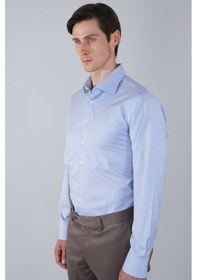 Resim Bisse Mavi Uzun Kol İtalyan Yaka Cepsiz Erkek Gömlek Gmkls250046 D35 Mavi 