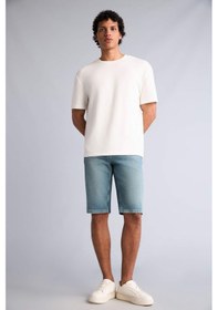 Resim Defacto Slim Fit Dar Kesim Jean Bermuda Şort F4220ax25smnm29 Yeşil 