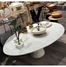 Resim Evza Mermer Traverten Conıcal Masa 80*120*45 cm 