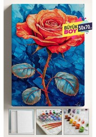 Resim Sayılarla Boyama Seti Numaralı Tuval Fırça Boya Dahil Kasnaklı Set 50x70 Cm - Tek Gül 