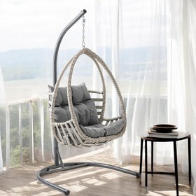Resim Rehome Malta Tek Kişilik Rattan Bahçe Salıncağı | Beyaz 
