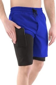 Resim Ghassy Co. Erkek Running Hızlı Kuruma Micropolyester Arka Fermuar Cepli Ve Havlu Halkalı Antrenman Futbol Fitness Kısa Taytlı Şort 