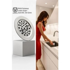 Resim Store Mania Ieg™ Kilitli Paslanmaz Lavabo Süzgeci - Akıllı Tahliye ve Tam Süzme Teknolojisi (5.5 Cm) 