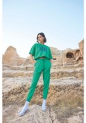 Resim Monamise Kadın Kısa Kollu "stay Strong" Crop Eşofman Takımı 23086 Yeşil 