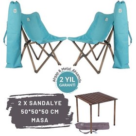 Resim Bag The Joy Ahşap Masa Sandalye Seti Antrasit-Turkuaz-50 50 50cm Turkuaz 