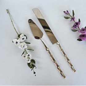 Resim MaviDamla 2 PARÇA PASTA SERVİS SETİ BAMBU MODEL GÜMÜŞ 