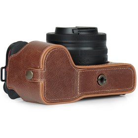 Resim MegaGear Gerçek Deri Nikon Z30 Ile Uyumlu Yarım Kamera Kılıfı 