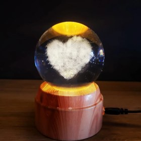 Resim Usb'li Kalp Tasarımlı Dönen Cam Küre 