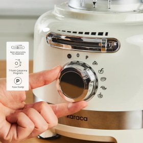 Resim Karaca Multiblend Artisan Retro Çoklu Set Mutfak Robotu 1000 W 1,75 lt ve 3 lt Kapasite ile Fonksiyonel 