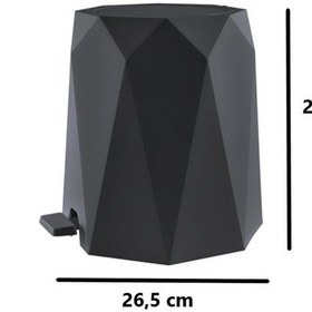 Resim Omnipazar Elf-476 Geo Plastik Pedallı Çöp Kovası 4 Litre Antrasit 116 