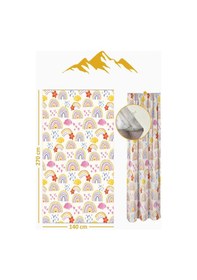 Resim Parlak Saten Mikro Kumaş Çift Kanat Çocuk Odası Fon Perde Takımı Prd0031 