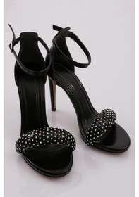 Resim Dgn 2040 Kadin File Detayli Taş İşli Topuklu Ayakkabi 2040-2219-R203 Siyah - Metalik 