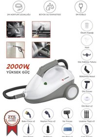 Resim Torima Buharlı Temizleyici Halı Koltuk Cam Zemin ve Mutfak Temizleme Buhar Makinesi TSC01 Gri 