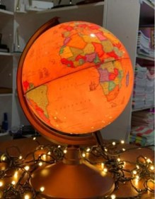 Resim Dünya Küresi -30 cm çaplı Işıklı- Yerküre Antik-Siyasi Dekoratif Eğitici Yer Küre Globe Ancient 