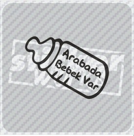 Resim Arabada Bebek Var Hologram Sticker Siyah 