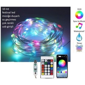 Resim 10 Mt Müzik Ritim Uyumlu Led Şerit Usb Girişli RGB 
