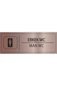 Resim Mayeka Erkek Wc İsimlik Bronz Metal Kapı İsimliği Levhası Yönlendirme Tabelası 