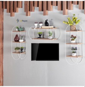 Resim 3 Adet Dekoratif Elips Duvar Rafı Tv - Yaşam Ünitesi (523185641) 
